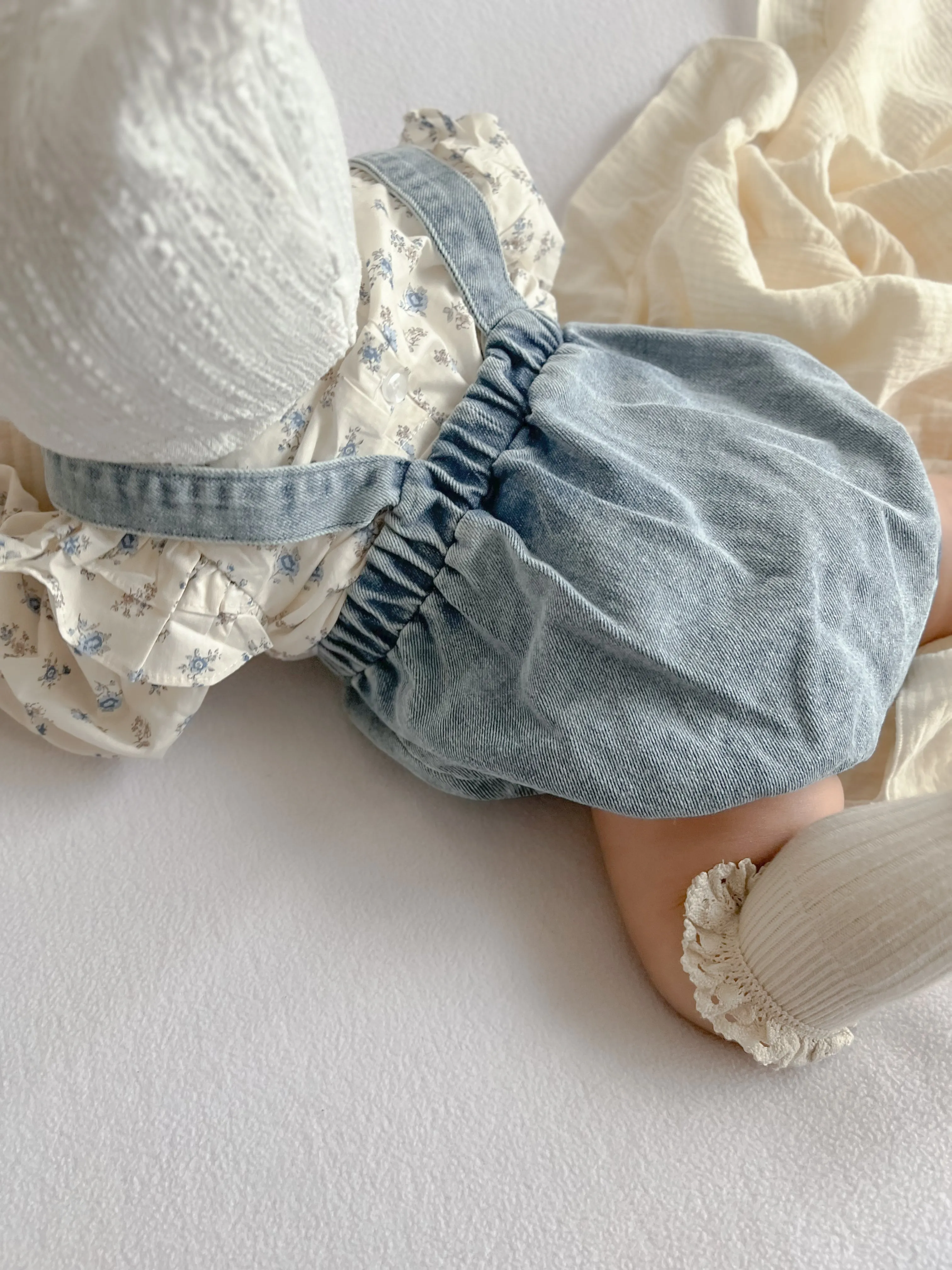 Amelia denim rompers (set)