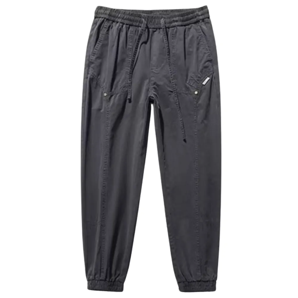 American Casual Retro Solid Color Ankle Cargo Pants