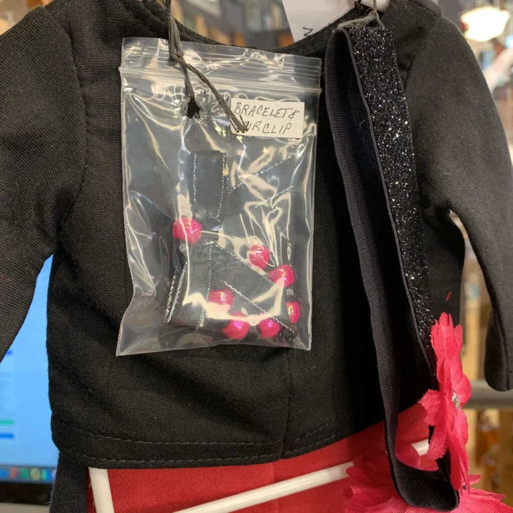 American Doll Black & Pink Leather Leggings