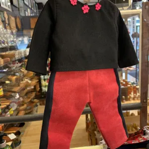 American Doll Black & Pink Leather Leggings