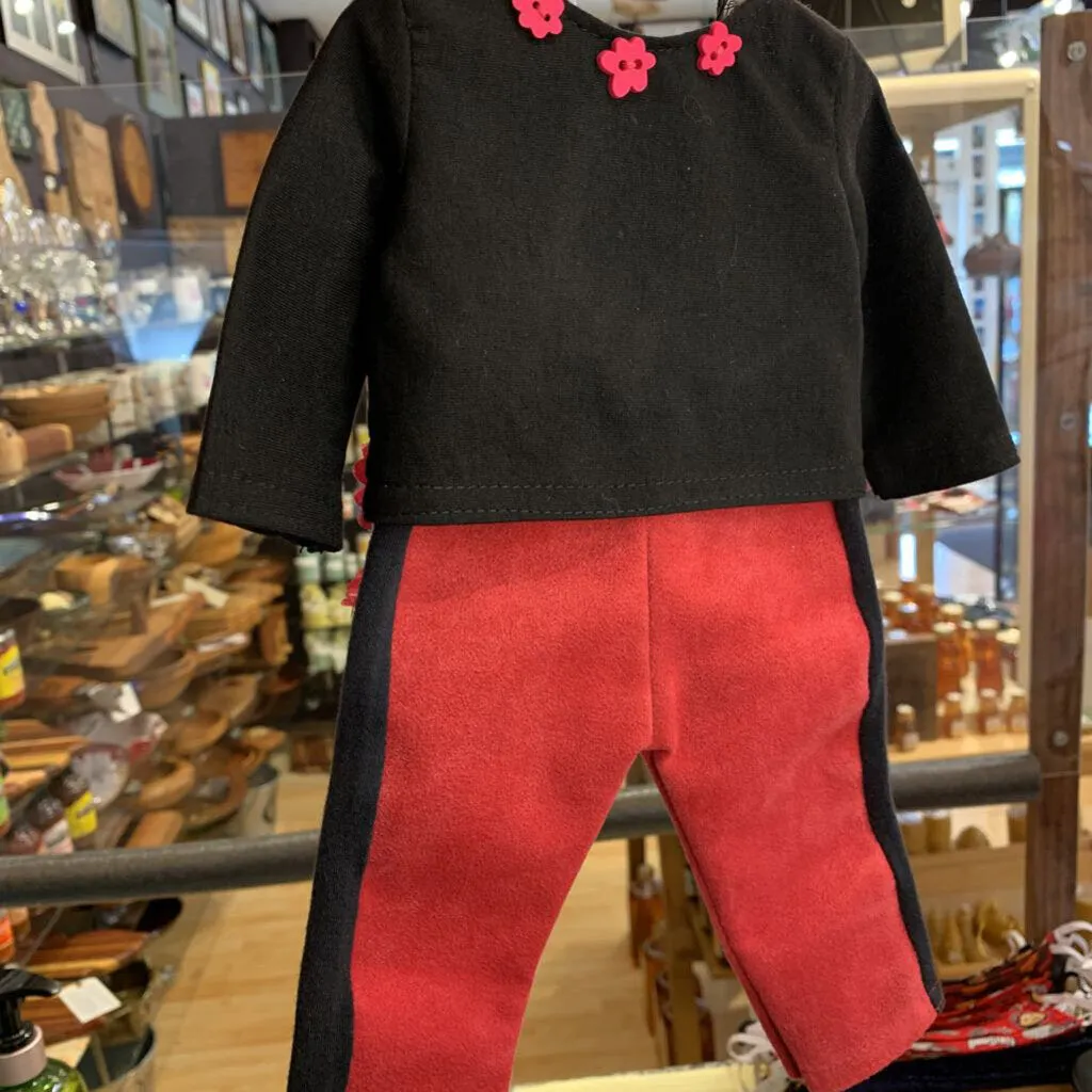 American Doll Black & Pink Leather Leggings