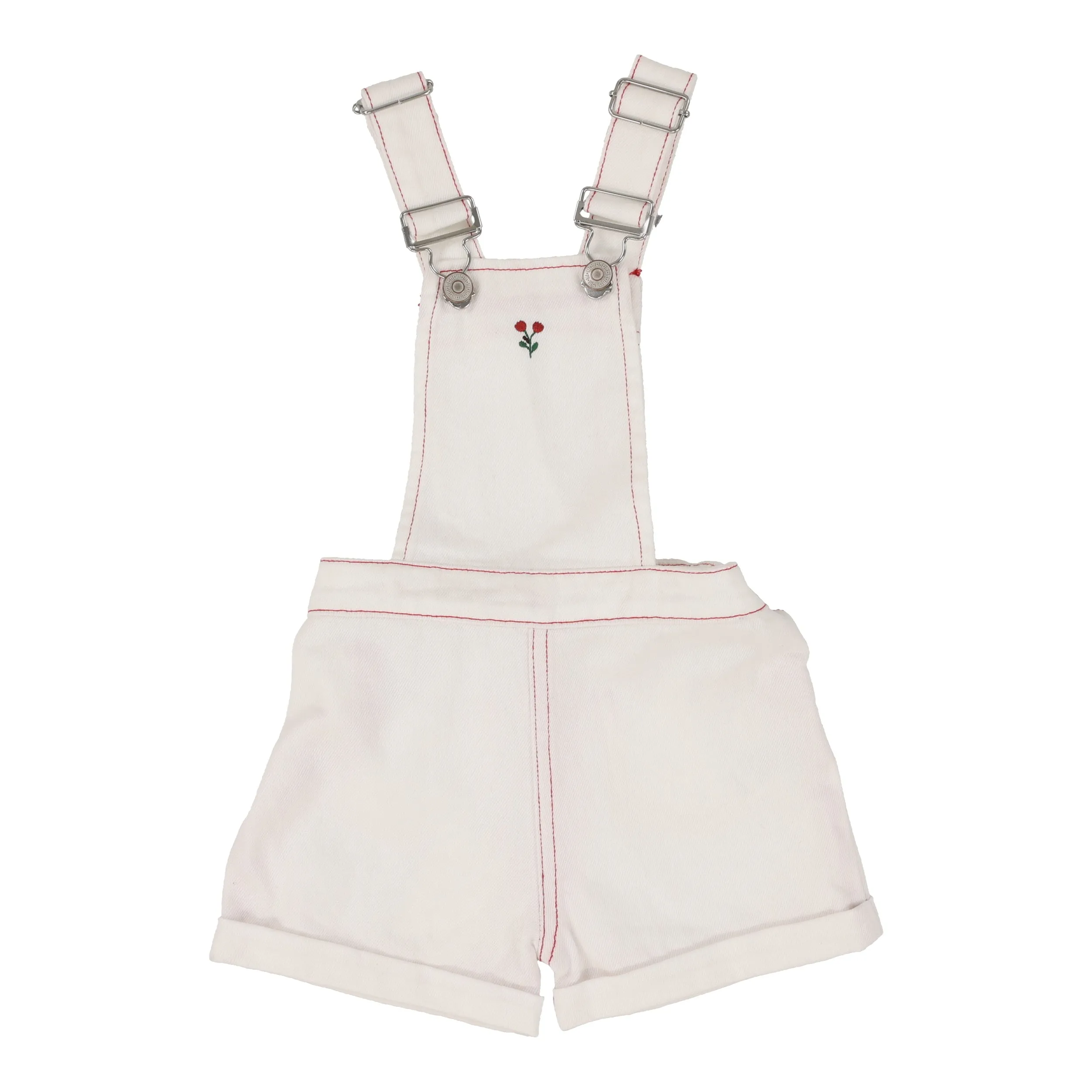 Analogie Cherry Floral Overalls - White (Graphic Denim Collection)