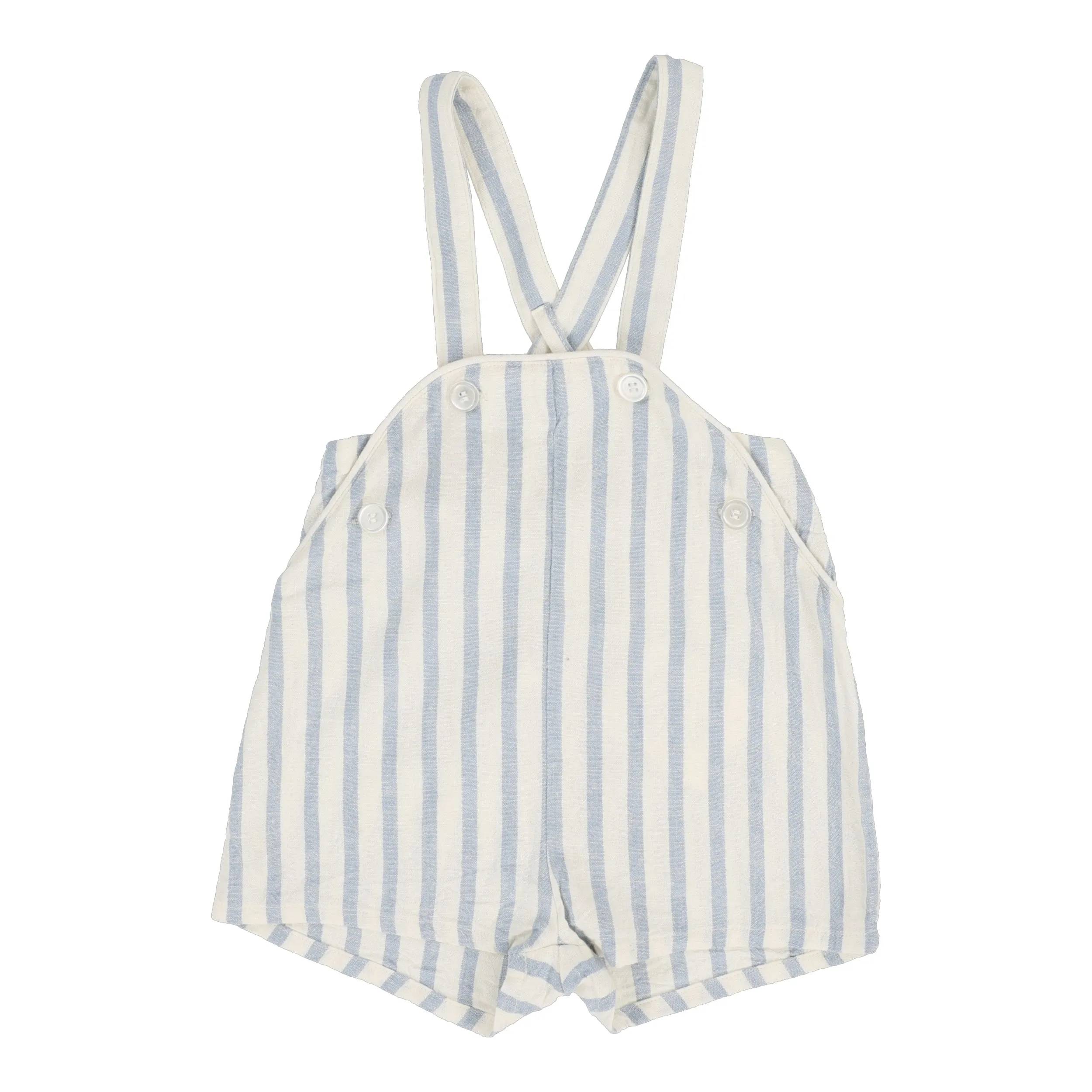 Analogie Linen Stripe Pocket Romper - Blue