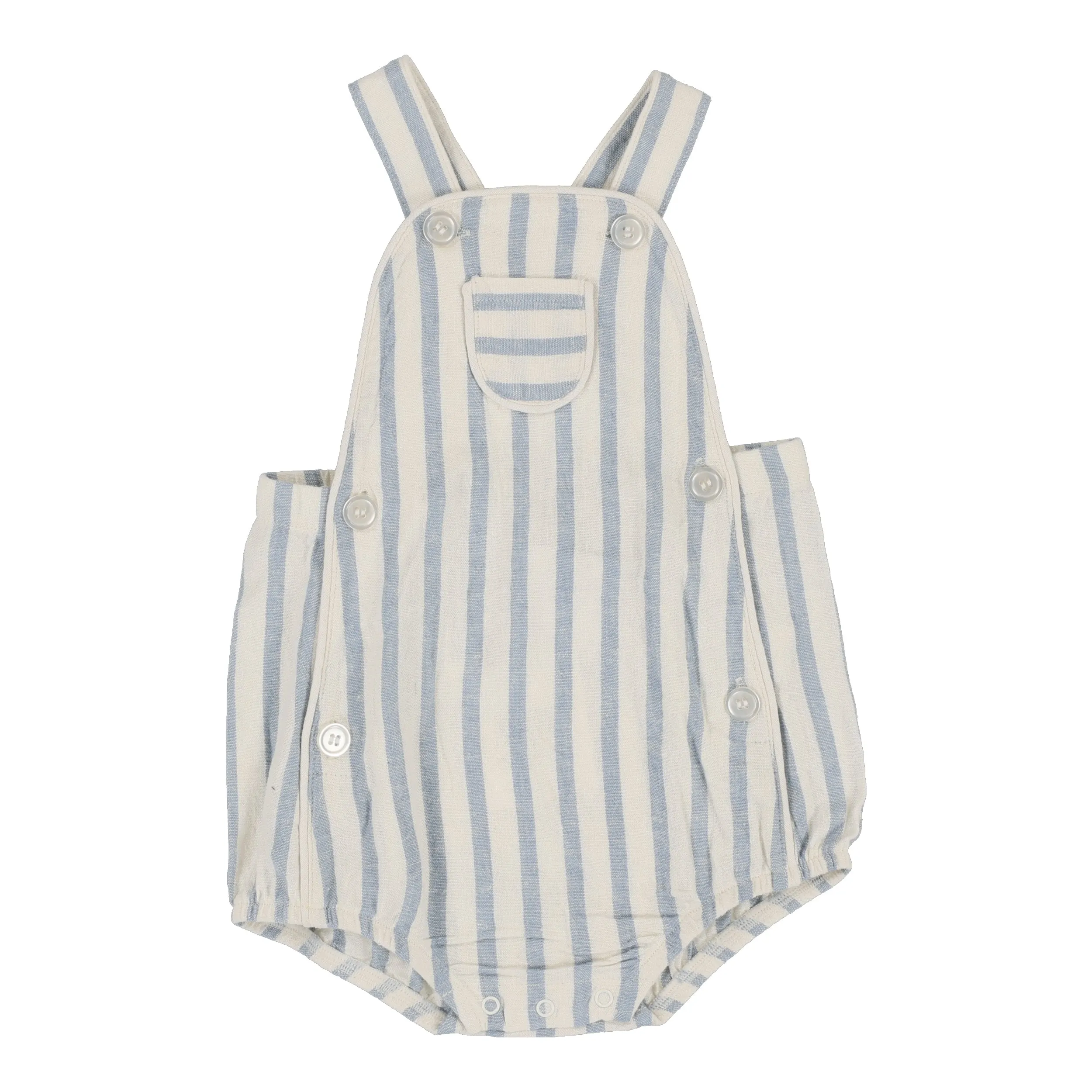 Analogie Linen Stripe Pocket Romper - Blue