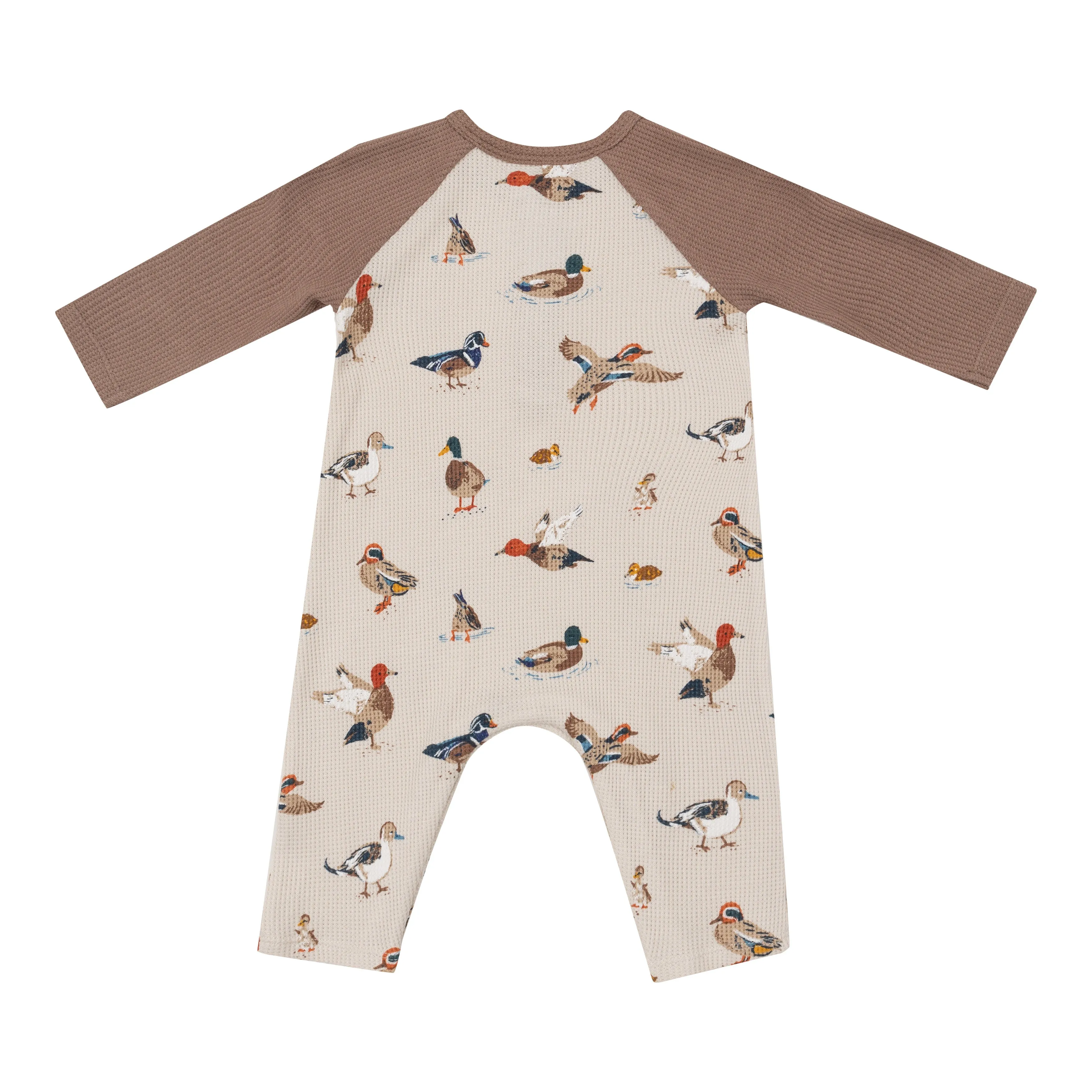 Angel Dear || Ducks Long Sleeve Raglan Henley Romper
