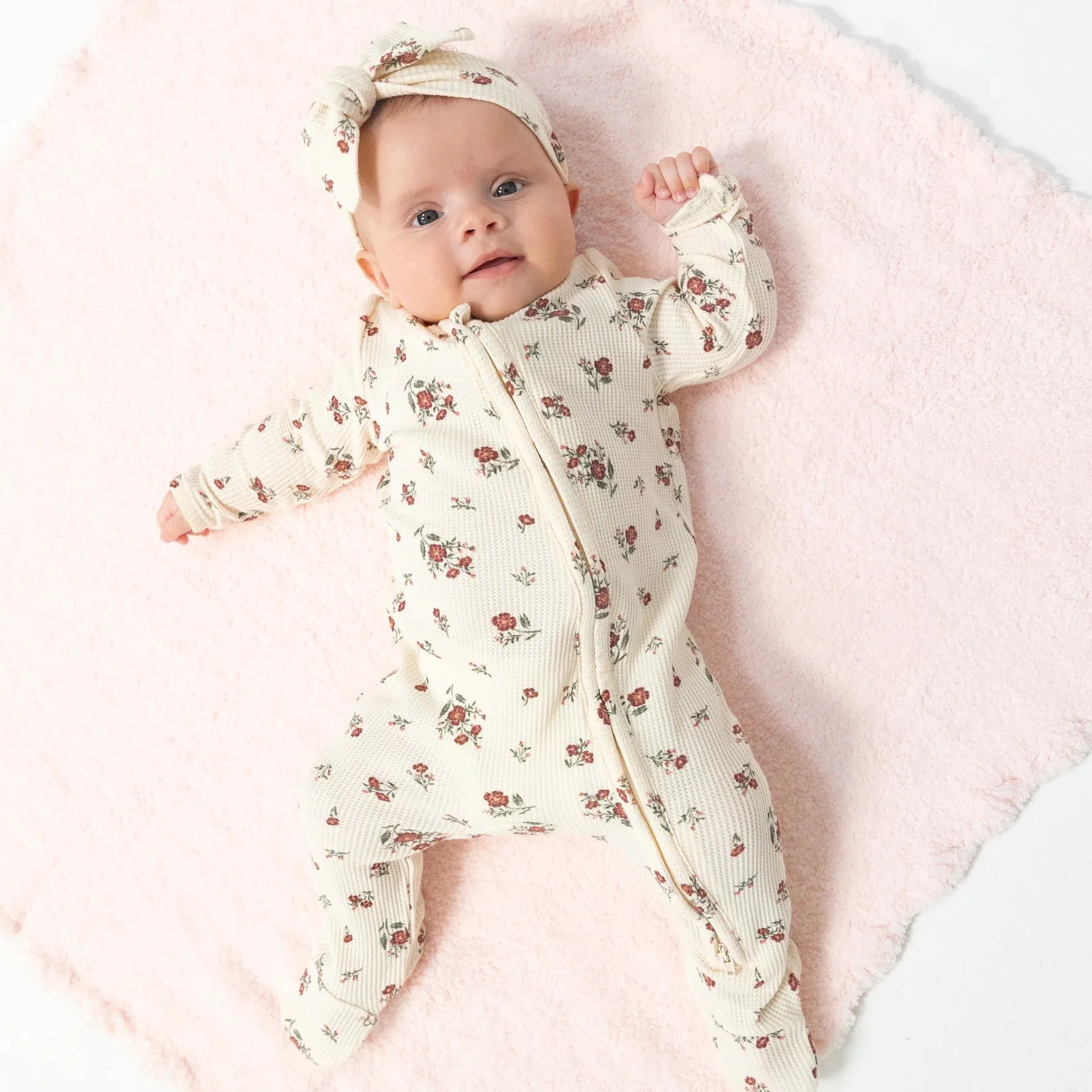 Angel Dear Zipper Footie - Misty Rose Floral