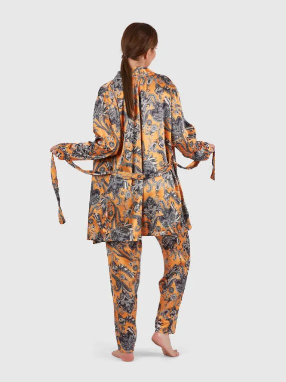 Anil Women’s Satin Pajamas Set With Robe