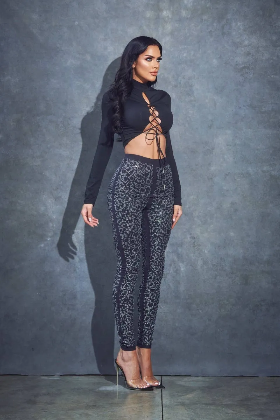 Animal Pattern Rhinestone Leggings