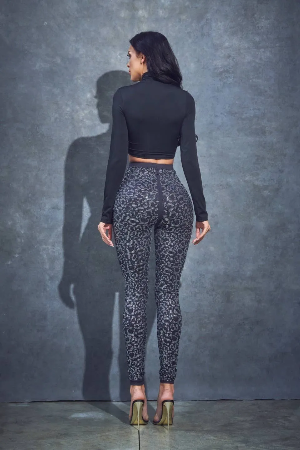 Animal Pattern Rhinestone Leggings