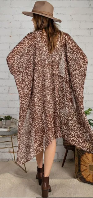 Animal Print Kimono - Chocolate