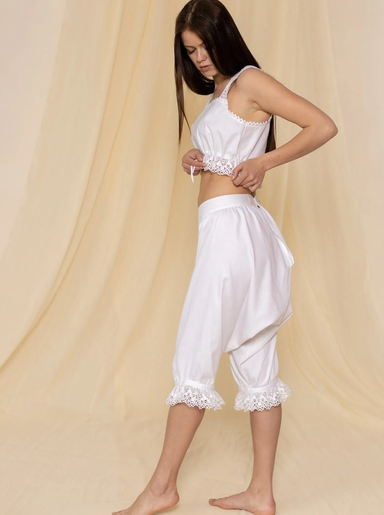 Anna Maria – Duchess of Bedford - Victorian Inspired Pyjamas Set in White