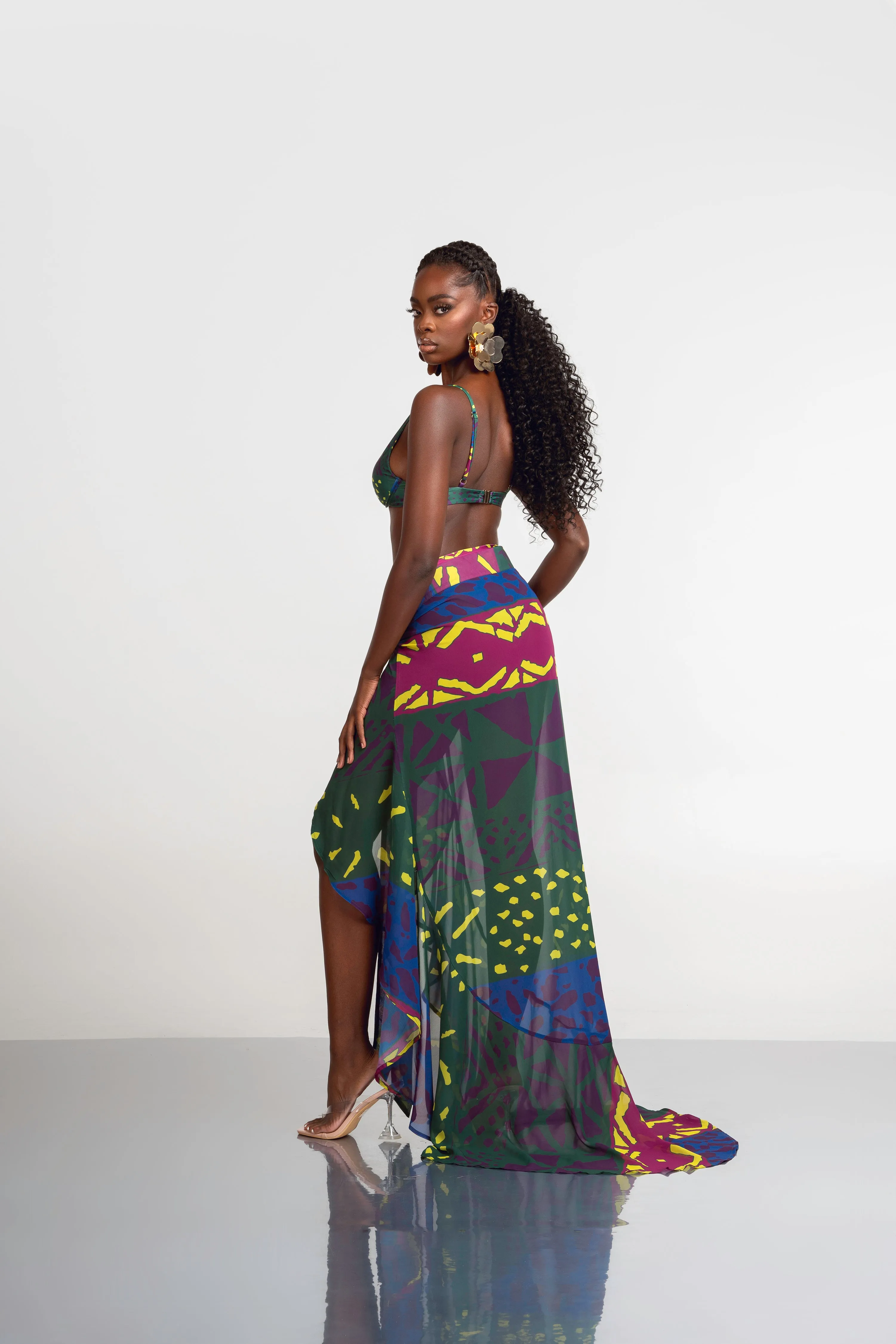 ANU GREEN CHIFFON WRAP SKIRT