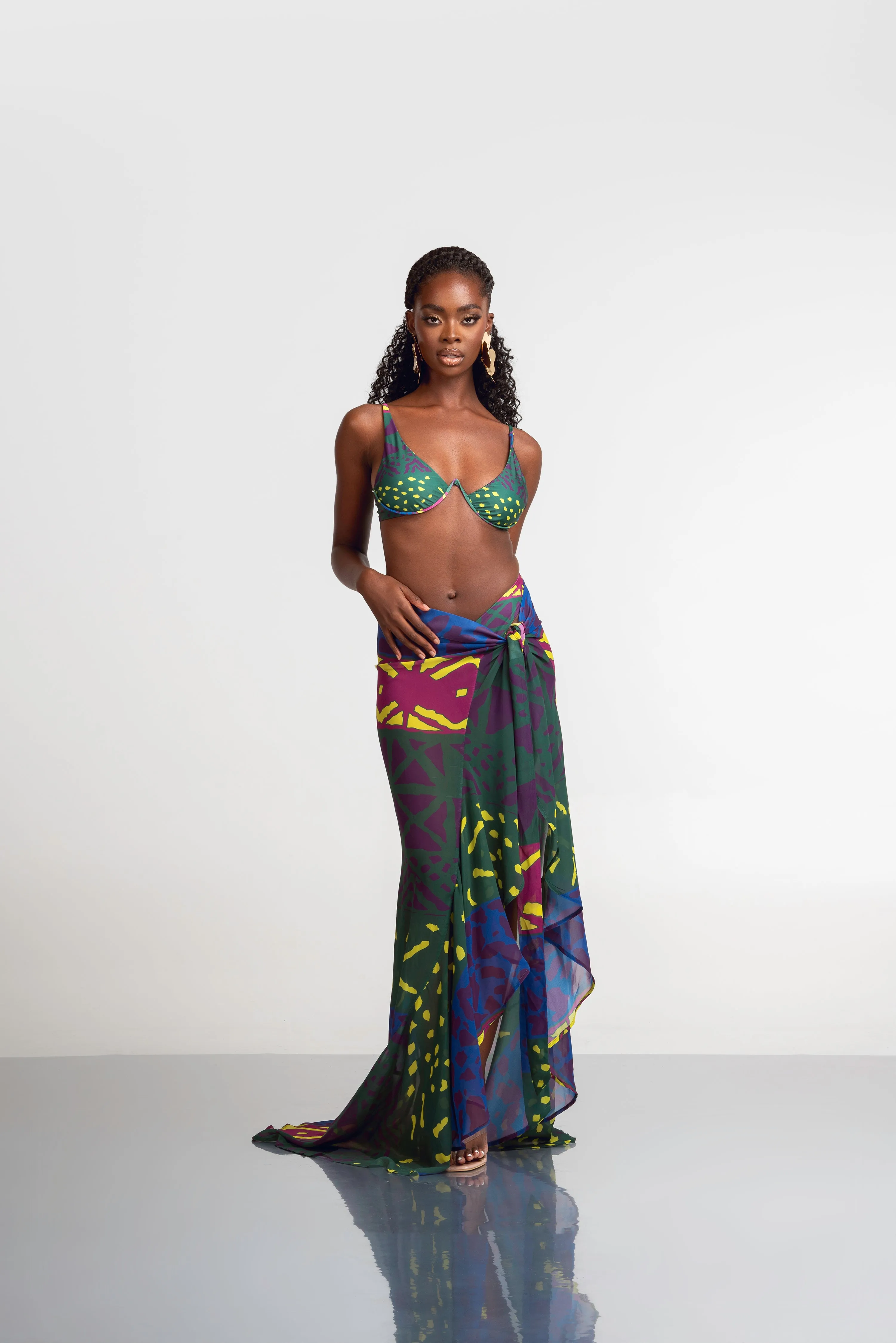 ANU GREEN CHIFFON WRAP SKIRT