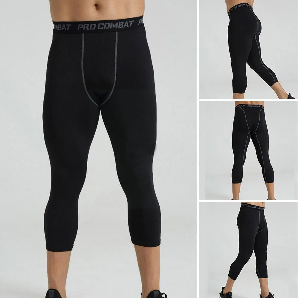 ANYMENS Fitness Leggings Grey Line Quick Drying Tights Running Compression Sports Wear Workout Bottoms Trousers Jogging Yoga Pants For Men