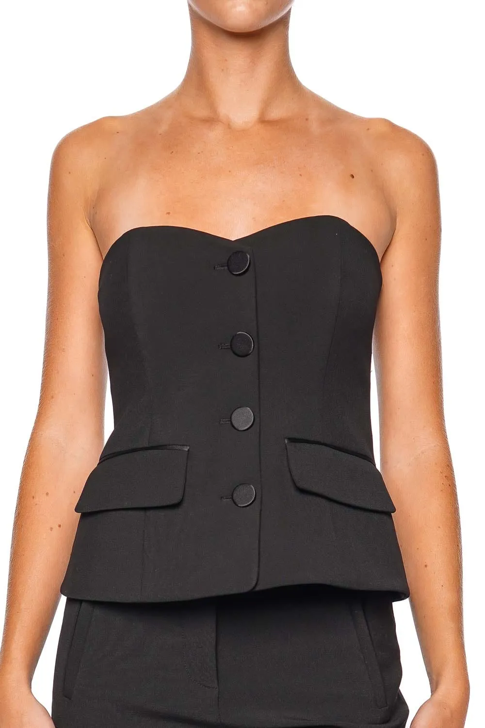 Arlette Black Strapless Bustier Top