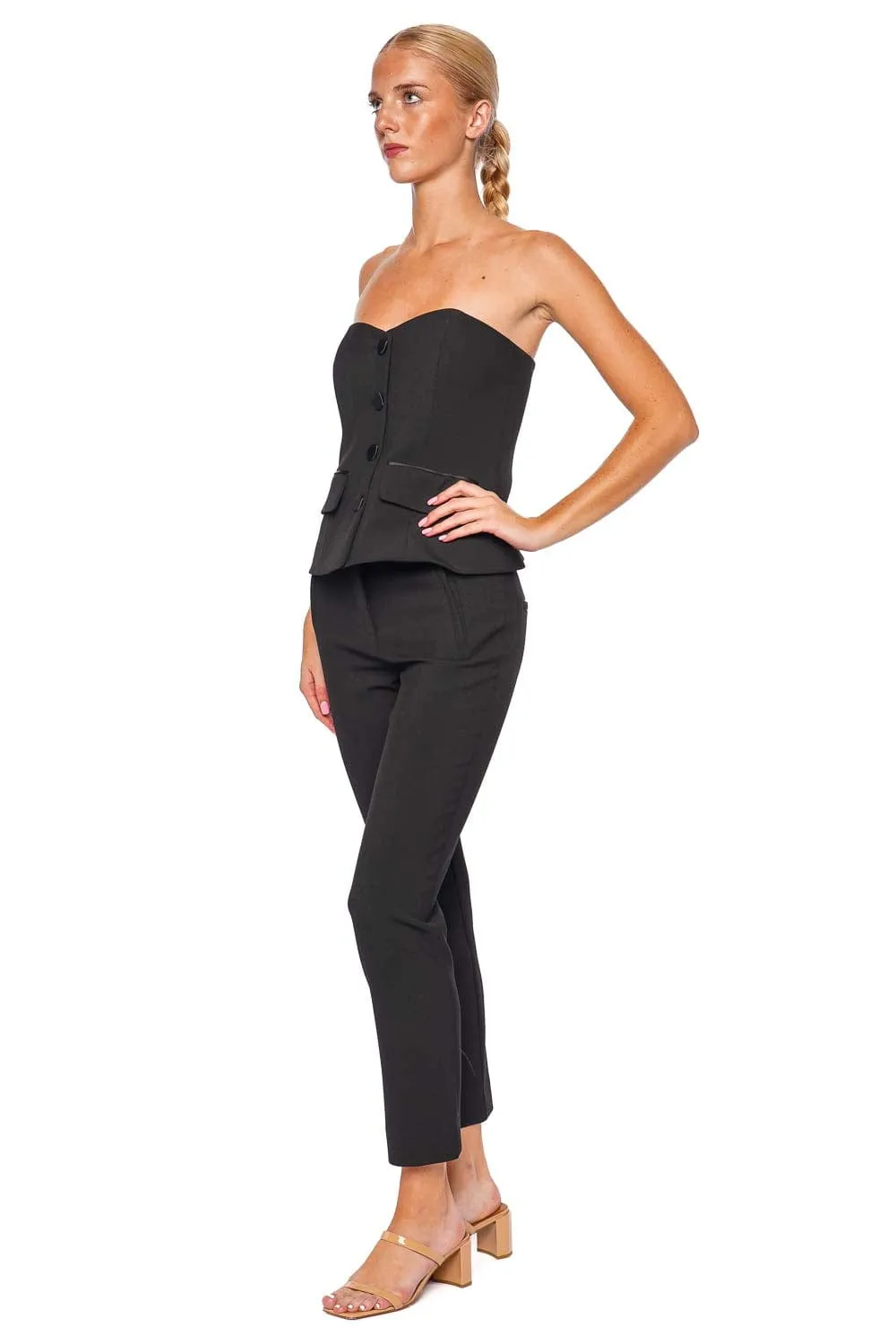 Arlette Black Strapless Bustier Top
