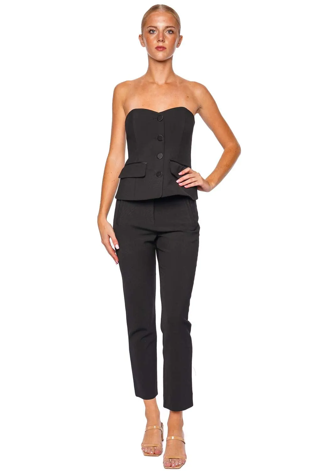 Arlette Black Strapless Bustier Top