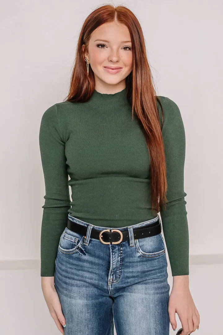 As It Seems Mock Neck Top | Green