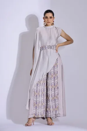 Asymmetric Top And Side Pleated Pants