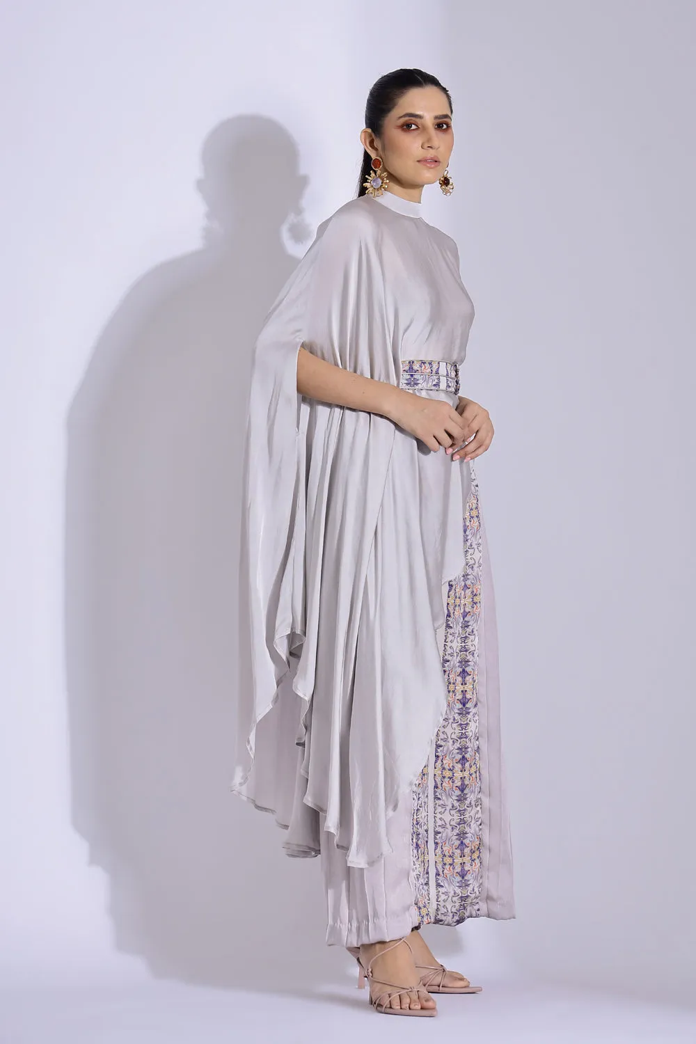 Asymmetric Top And Side Pleated Pants