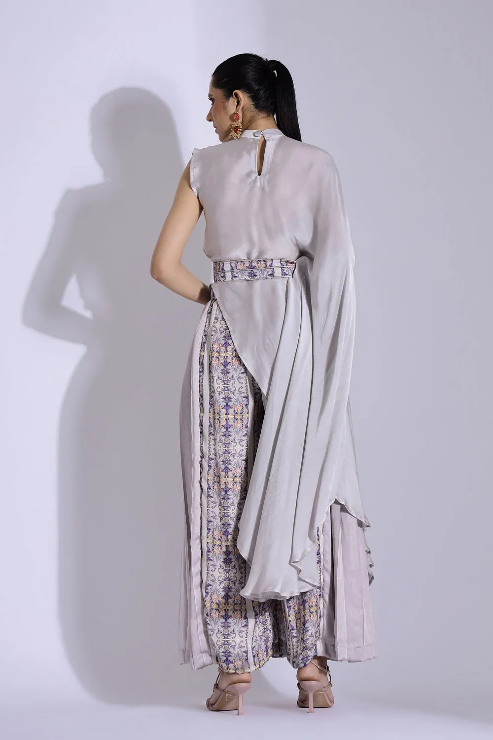 Asymmetric Top And Side Pleated Pants