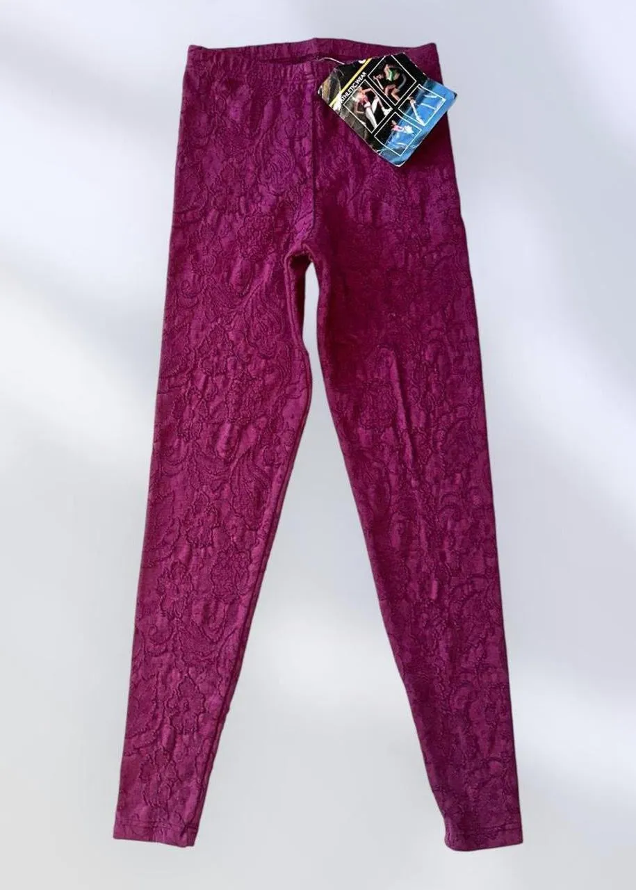 Athletic Textured Floral High-Waisted Compression Legging | USA-Made Vintage