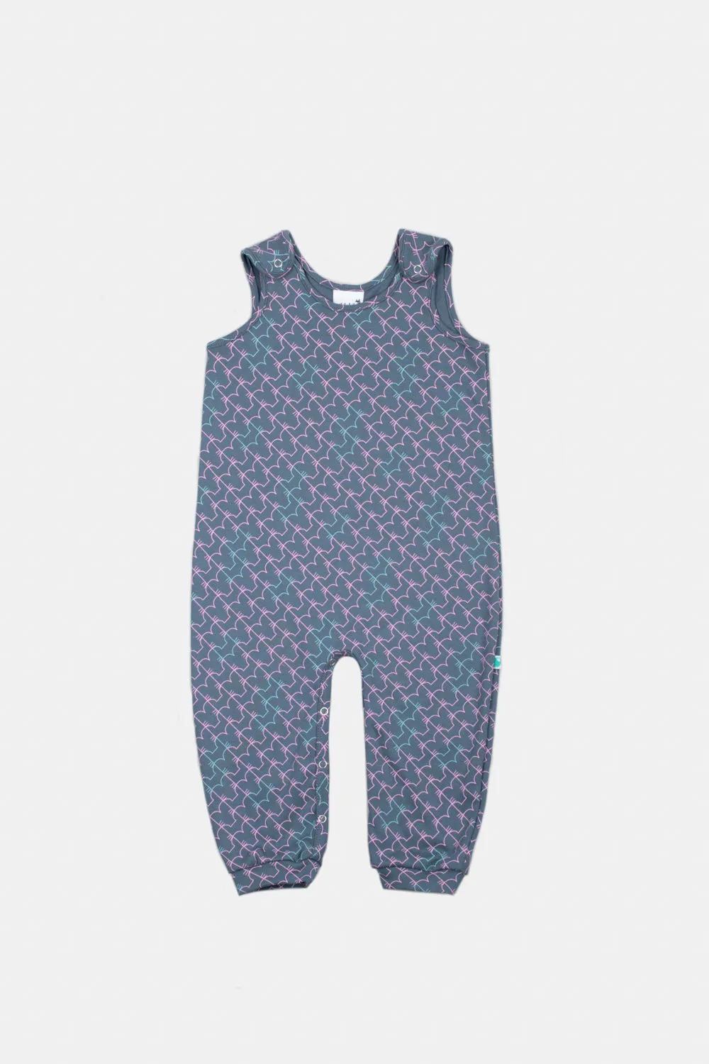 Baby & Toddler Dungaree - Organic Grey Multi Fox
