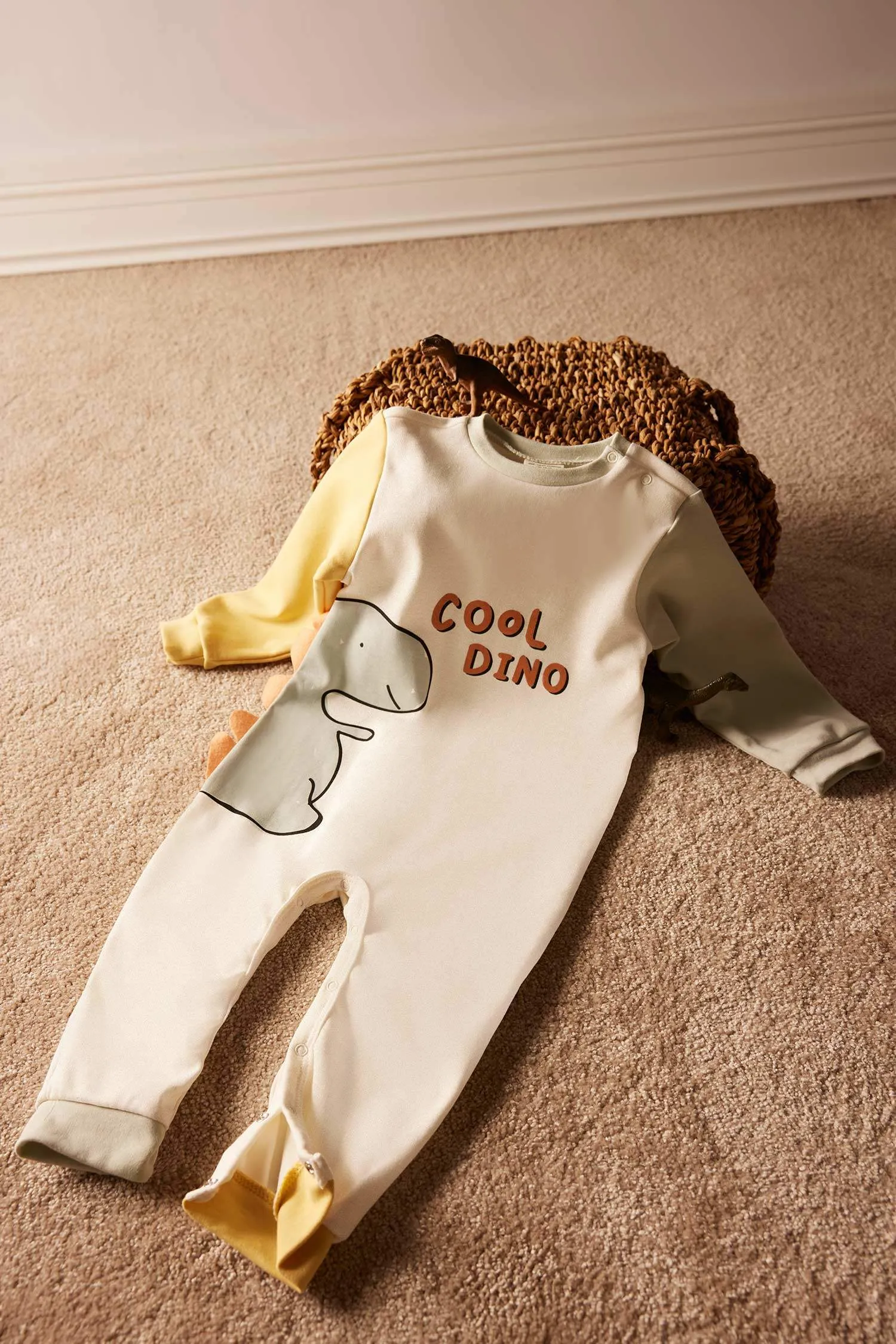 Baby Boy Newborn Dinosaur Printed Long Sleeve Jumpsuit