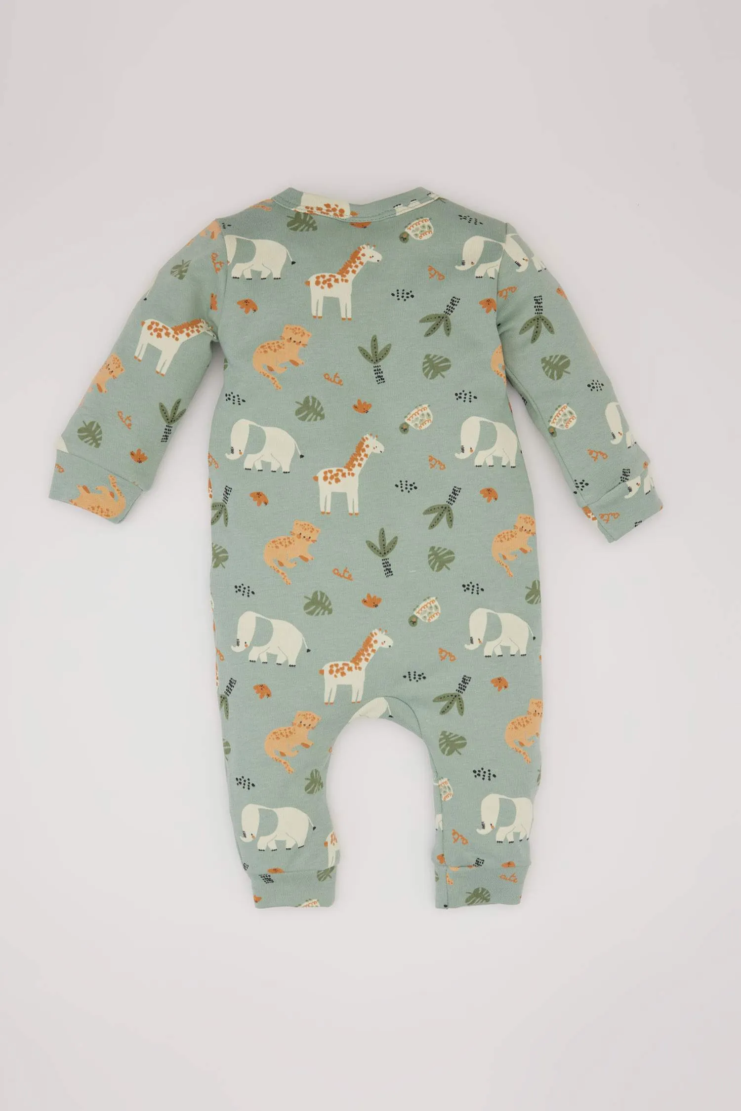 Baby Boy Newborn Safari Printed Long Sleeve Jumpsuit