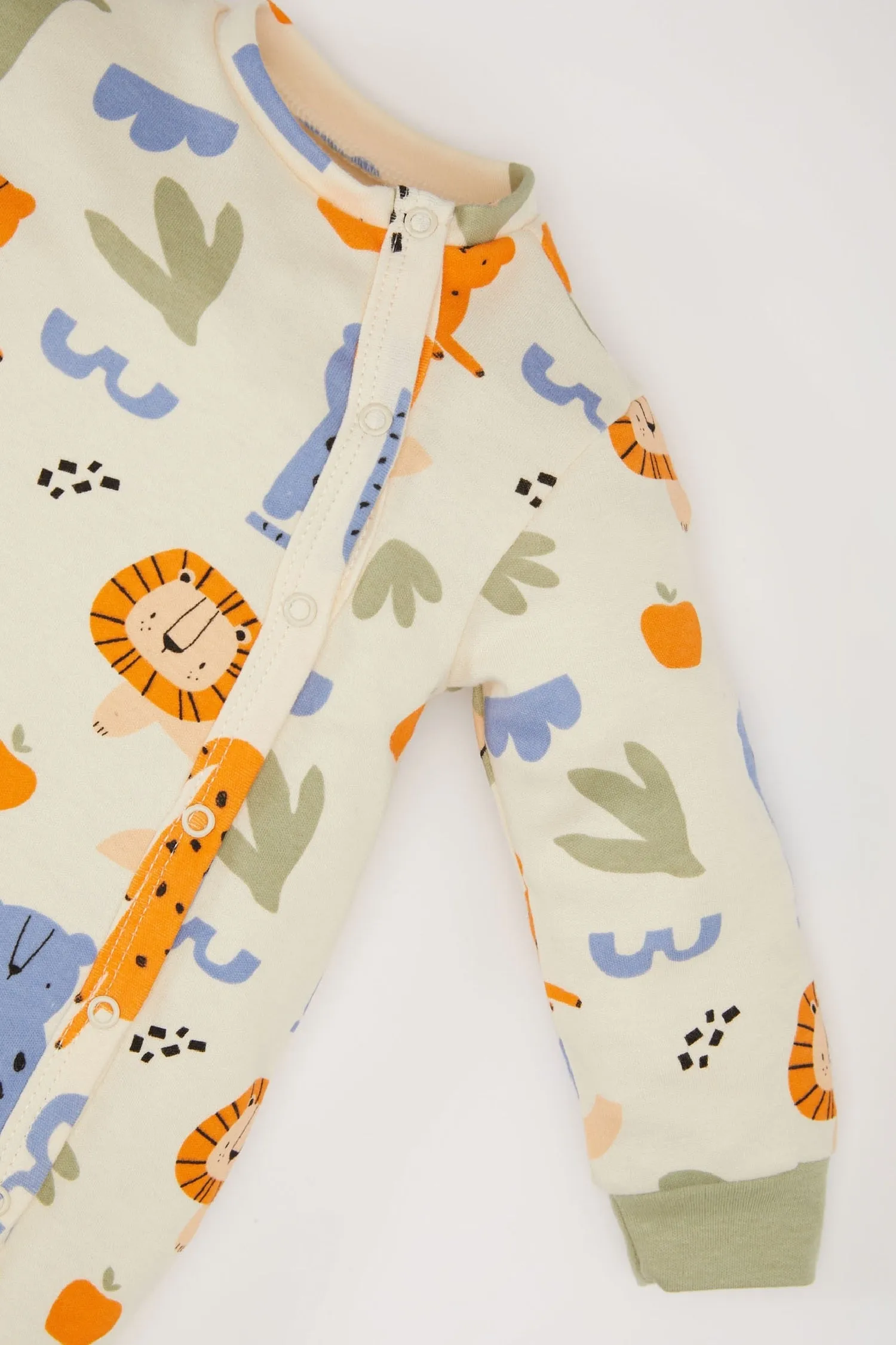 Baby Boy Newborn Safari Printed Snap Jumpsuit