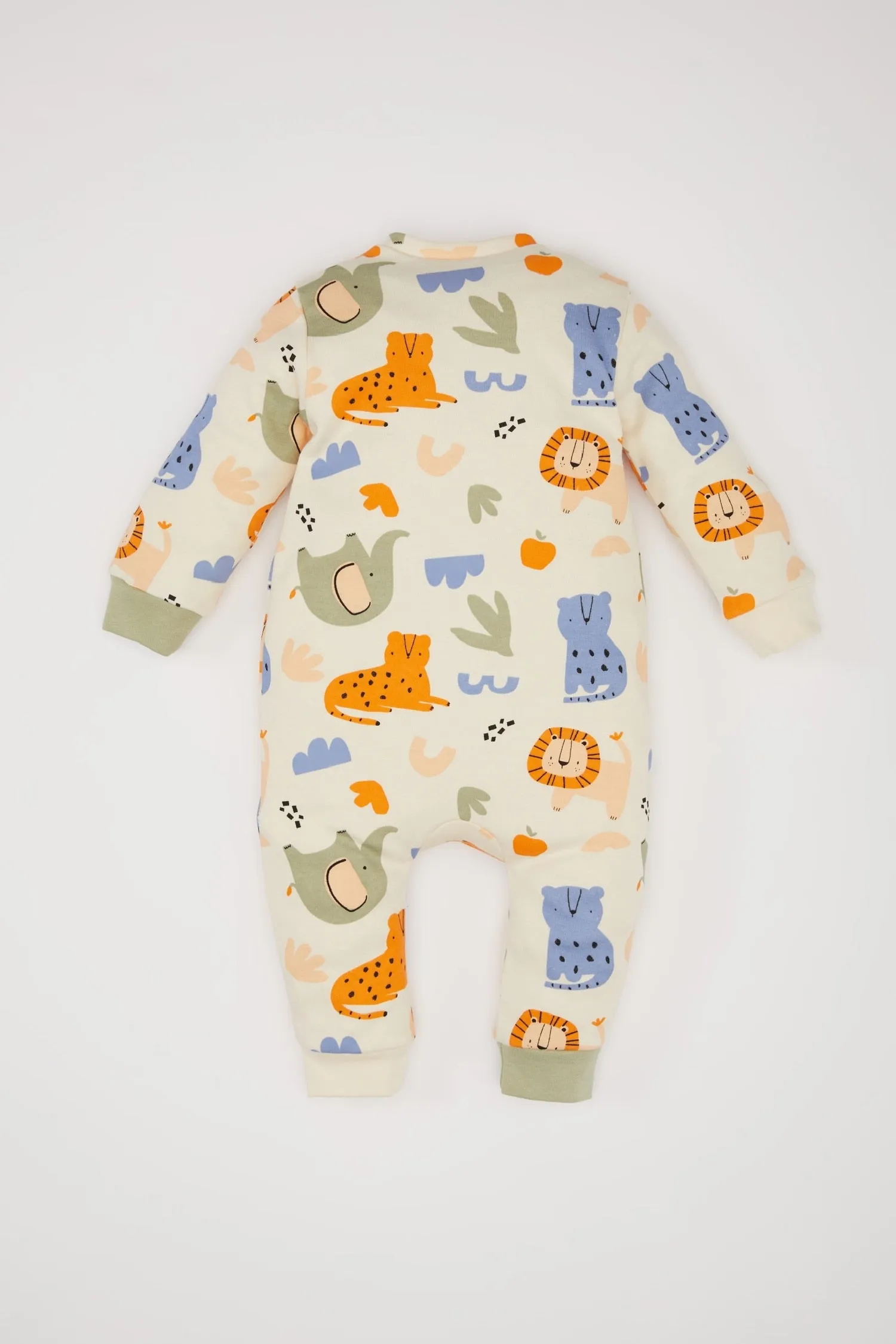 Baby Boy Newborn Safari Printed Snap Jumpsuit