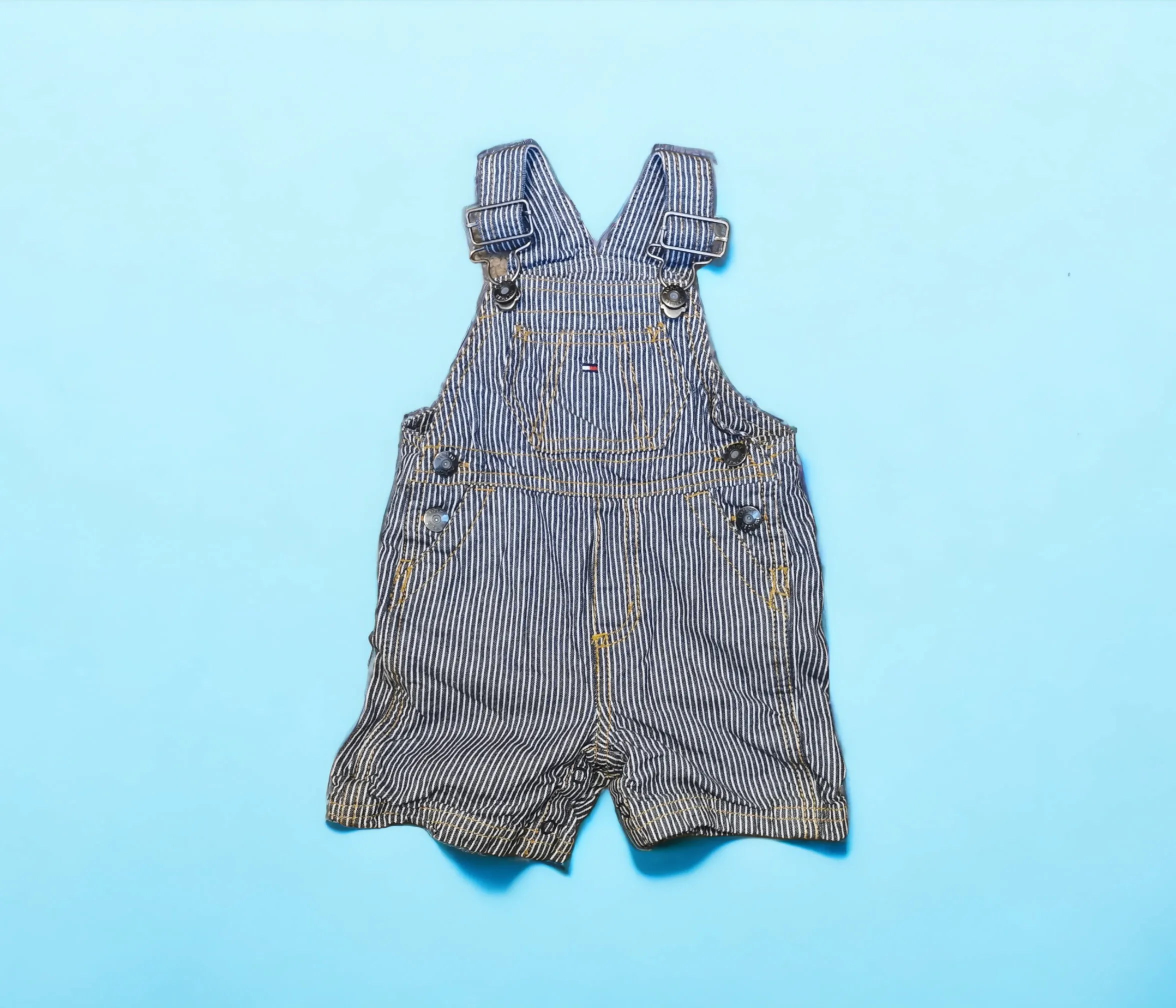BABY BOY SIZE 6/9 MONTHS - TOMMY HILFIGER, Cotton Summer Overalls EUC B56