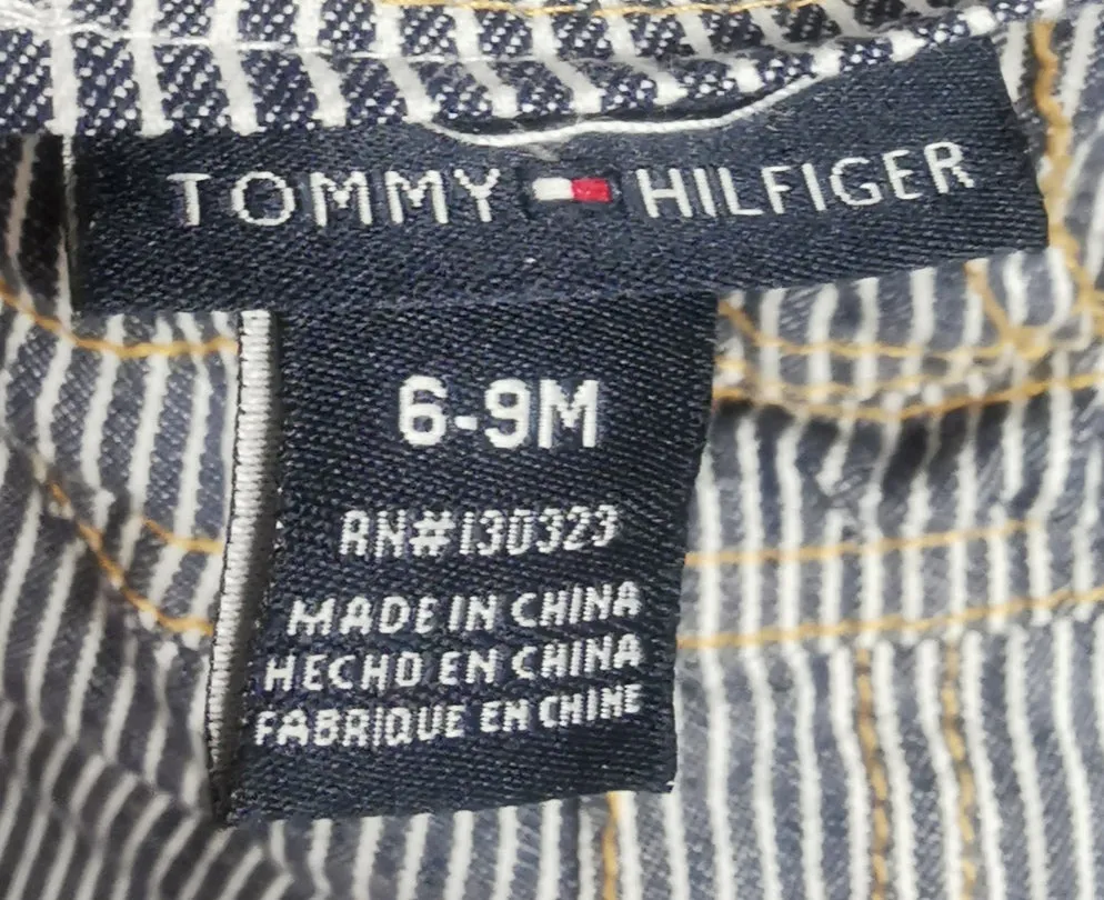 BABY BOY SIZE 6/9 MONTHS - TOMMY HILFIGER, Cotton Summer Overalls EUC B56