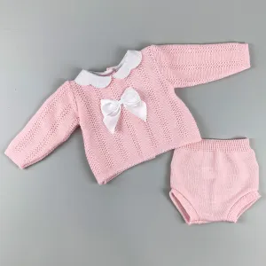 Baby Girl 2 Piece Knitted Top and Jam Pants - Pink