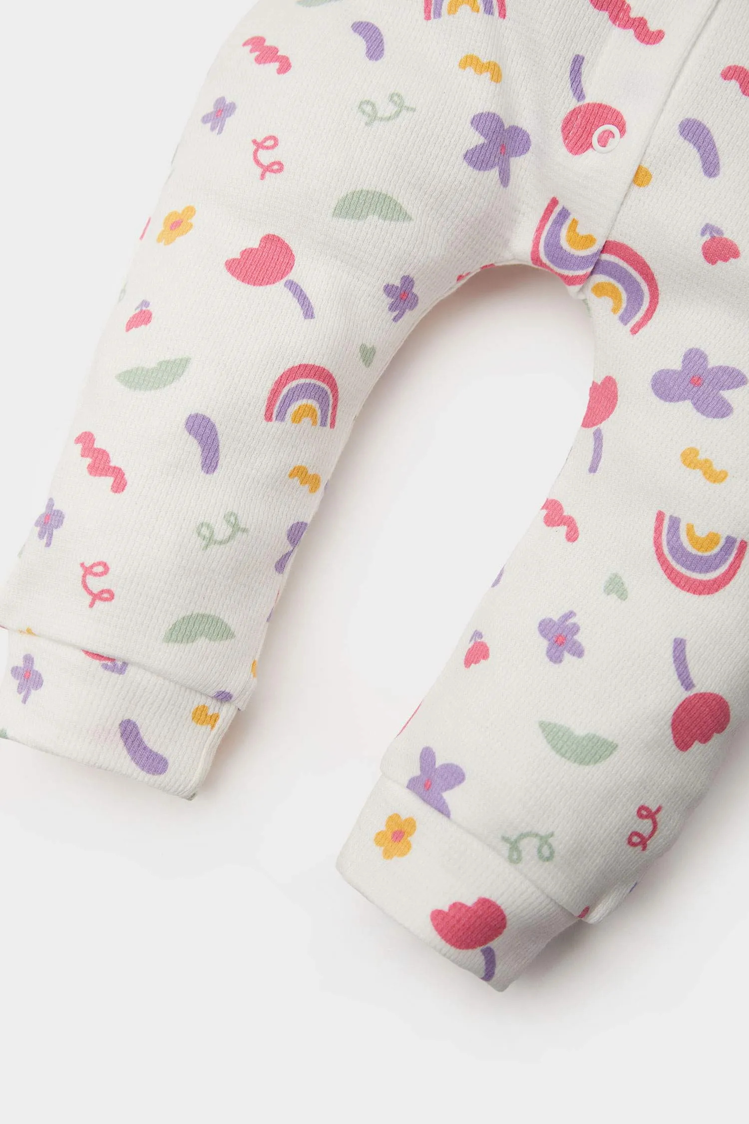Baby Girl Newborn Rainbow Print Jumpsuit Hair Band 2 Piece Set