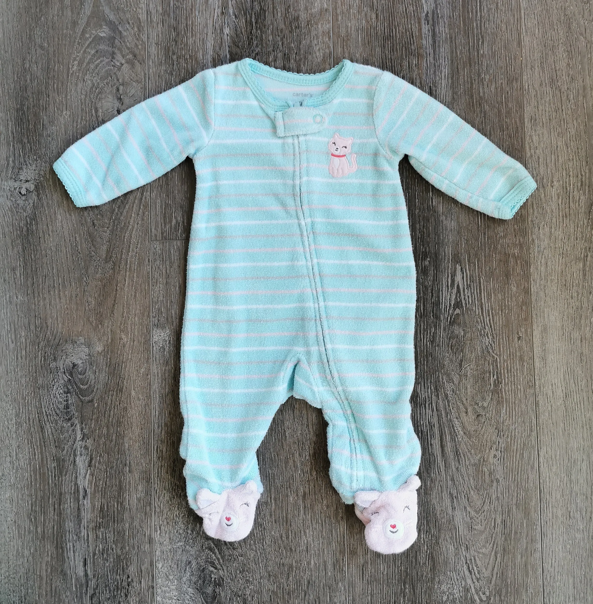 BABY GIRL SIZE NB - CARTER'S, 2-Pack Zippered One-pieces VGUC B32