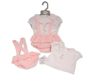 Baby Girls 2 pcs Set with Embroidery - Flowers (NB-6m) (PK6) BIS-2120-6291