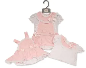 Baby Girls Dress Set with Lace and Bows (NB-6m) (PK6) BIS-2120-6289