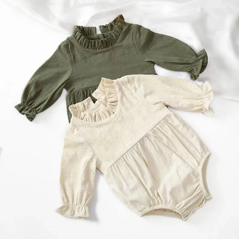 Baby Girls' Long Sleeve Cotton Rompers