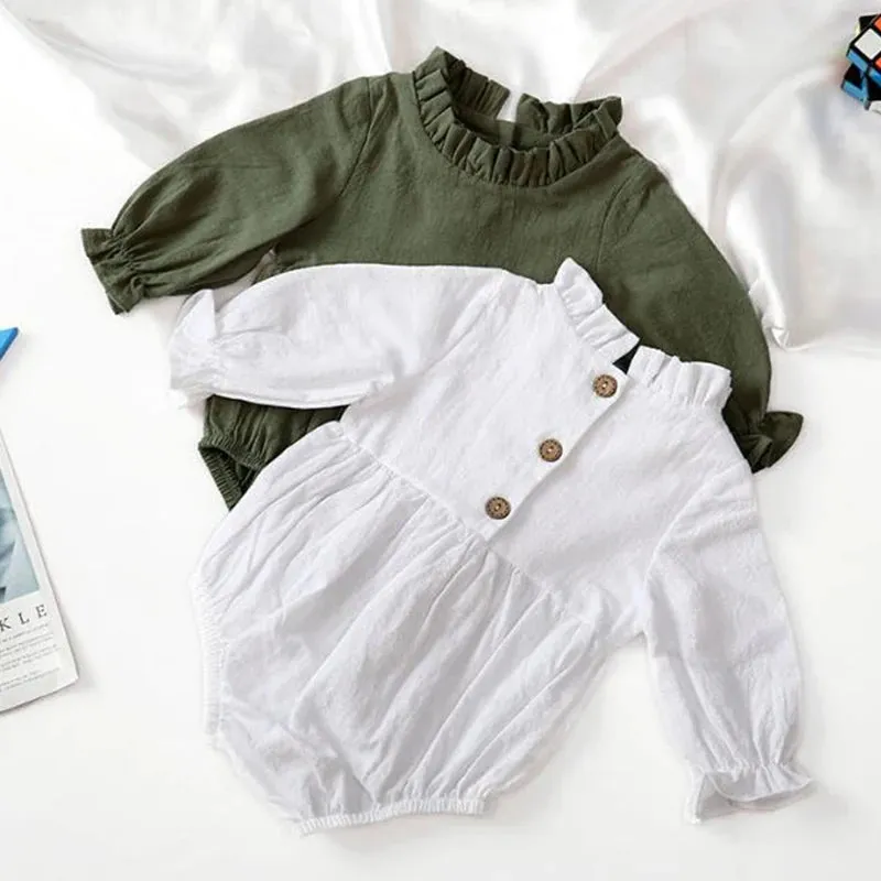 Baby Girls' Long Sleeve Cotton Rompers