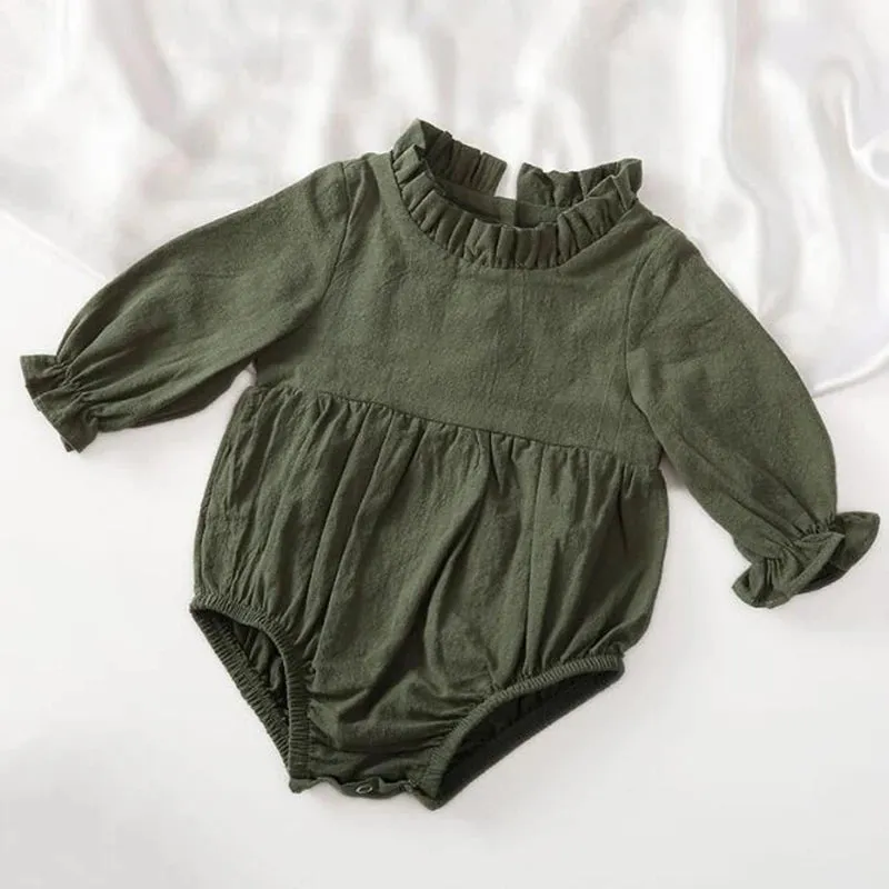 Baby Girls' Long Sleeve Cotton Rompers