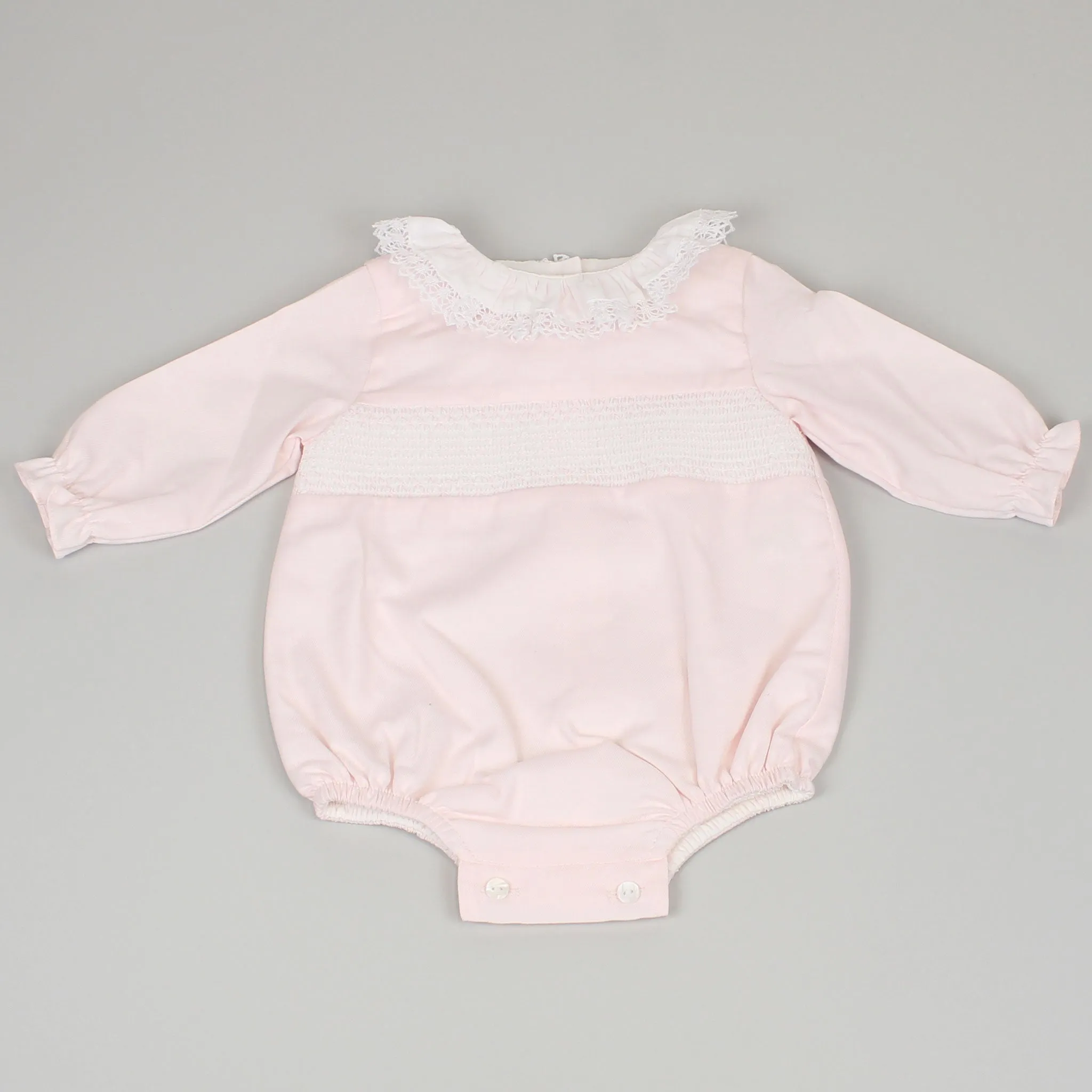 Baby Girls Pink Traditional Smocked Romper