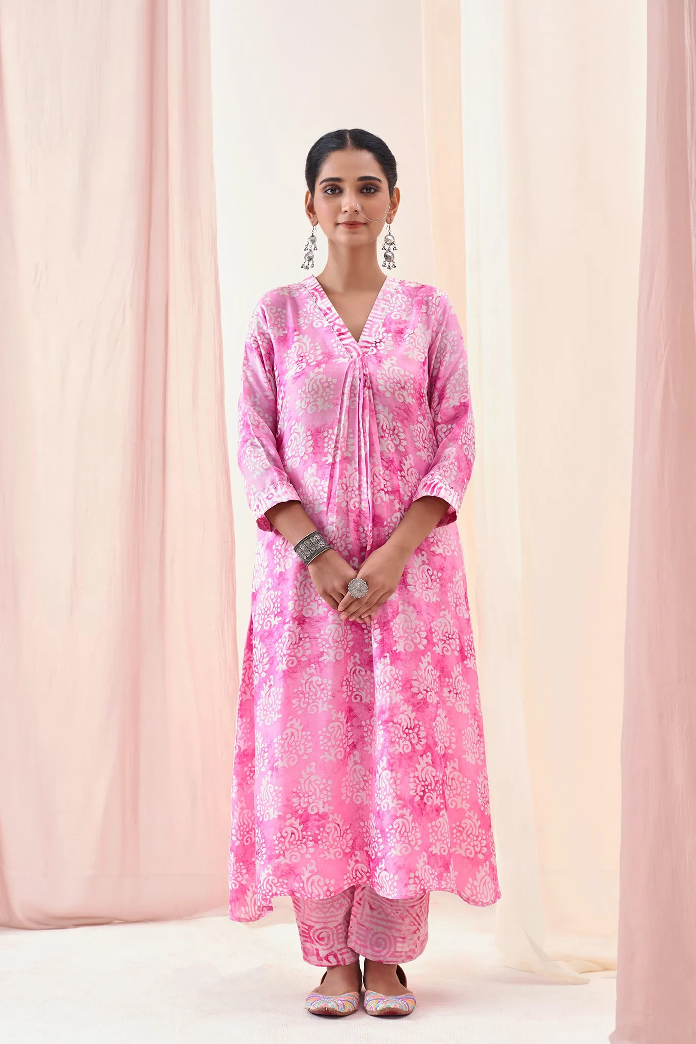 Baby Pink Prizm Print Kurta Set