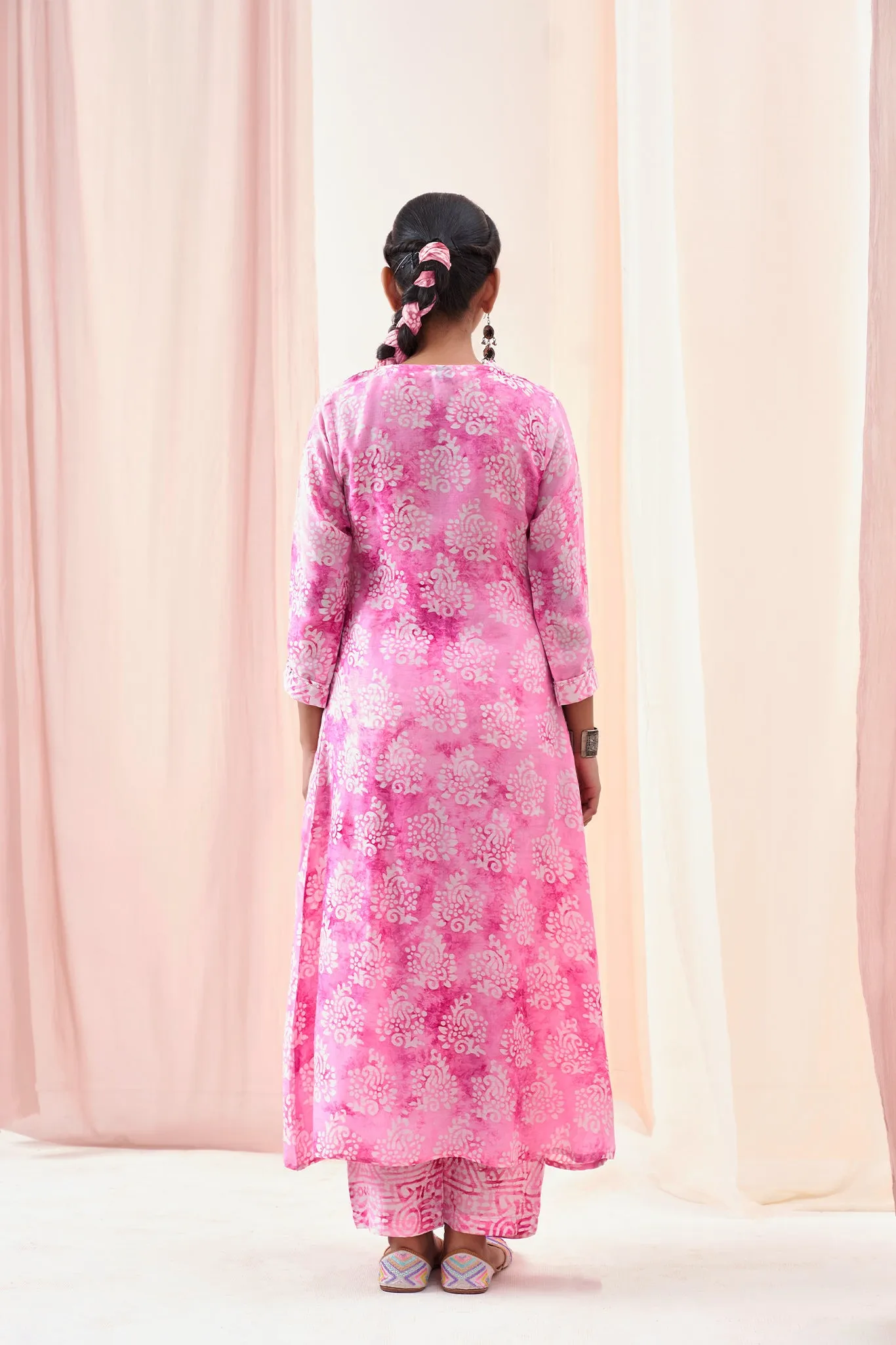 Baby Pink Prizm Print Kurta Set