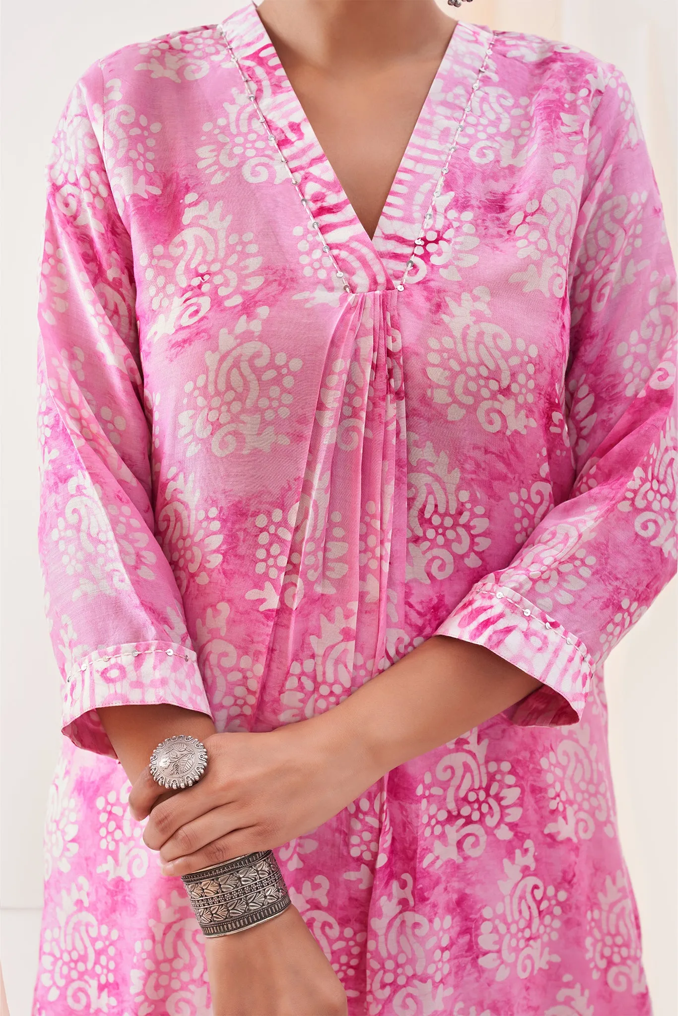 Baby Pink Prizm Print Kurta Set