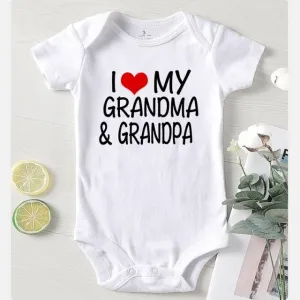Baby Romper Love Grandpa Grandma White