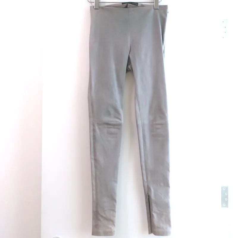 Balenciaga Stretch Leather Leggings Light Gray Size 36