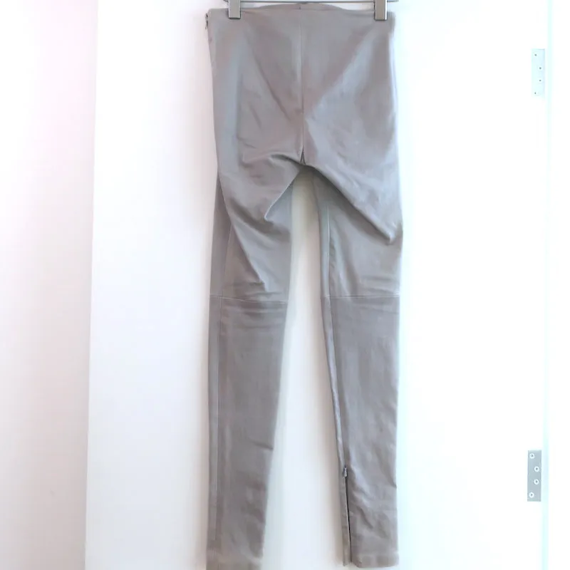 Balenciaga Stretch Leather Leggings Light Gray Size 36