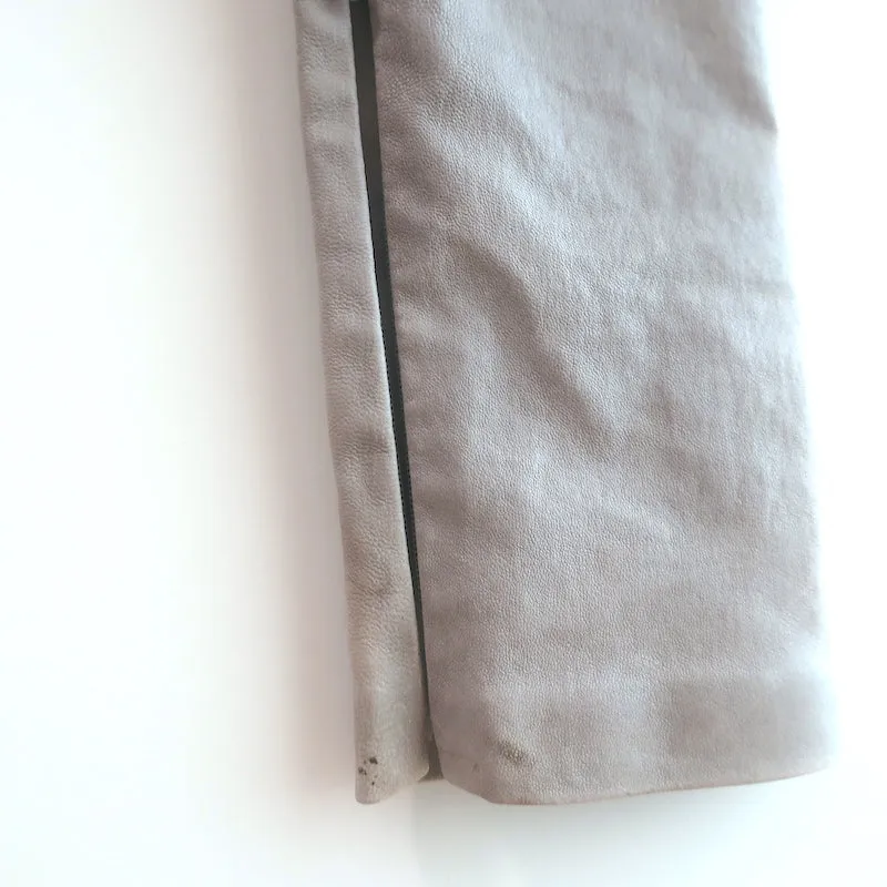 Balenciaga Stretch Leather Leggings Light Gray Size 36