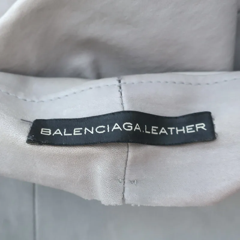 Balenciaga Stretch Leather Leggings Light Gray Size 36